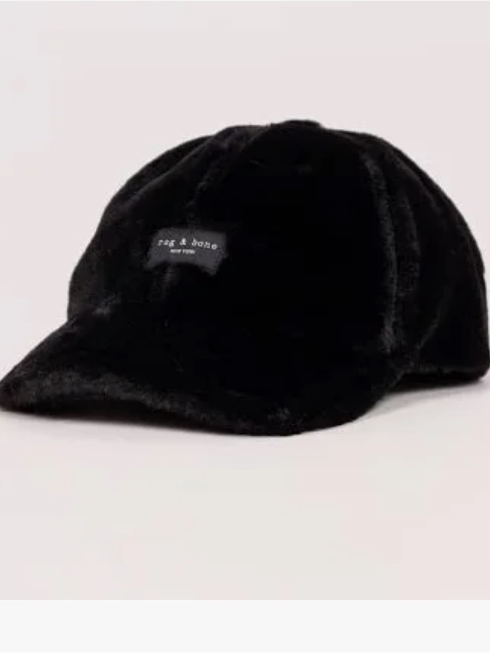 rag & bone Black Faux Fur Baseball Cap
